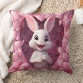 Cute Valentine Bunny Throw Pillow クッション (ブランケット)