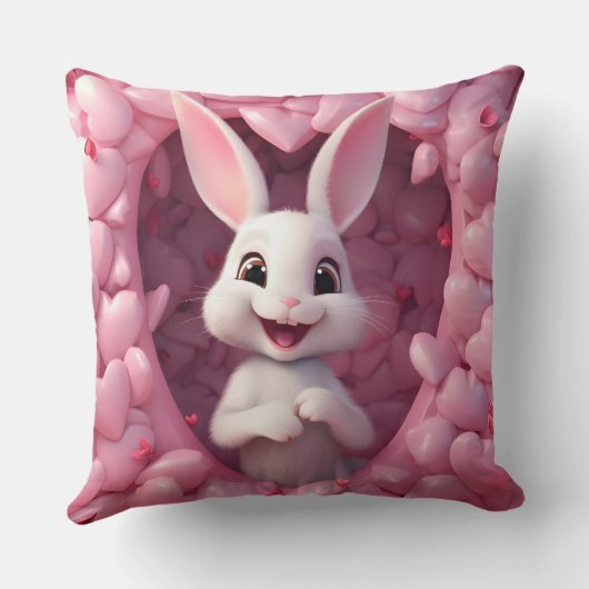 Cute Valentine Bunny Throw Pillow クッション (裏面)