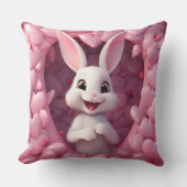 Cute Valentine Bunny Throw Pillow クッション (正面)