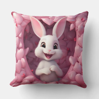 Cute Valentine Bunny Throw Pillow クッション