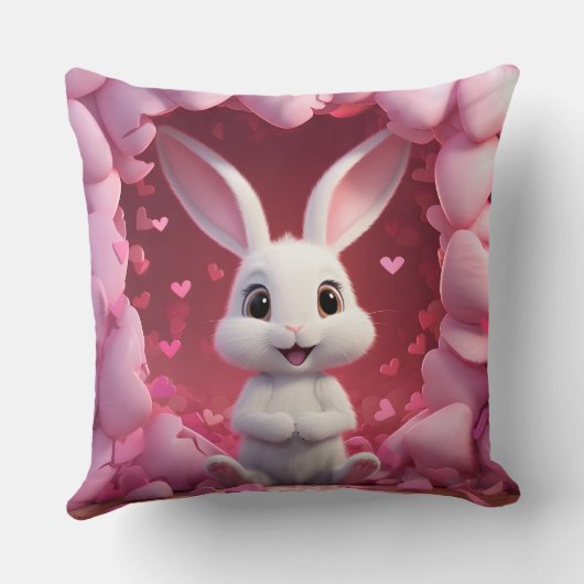 Cute Valentine Bunny Throw Pillow クッション (裏面)