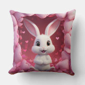 Cute Valentine Bunny Throw Pillow クッション (正面)