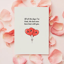Cute Valentine Card for Him or Her with Hearts シーズンカード
