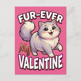 Cute Valentine Cat – Fur-Ever My Valentine ポストカード
