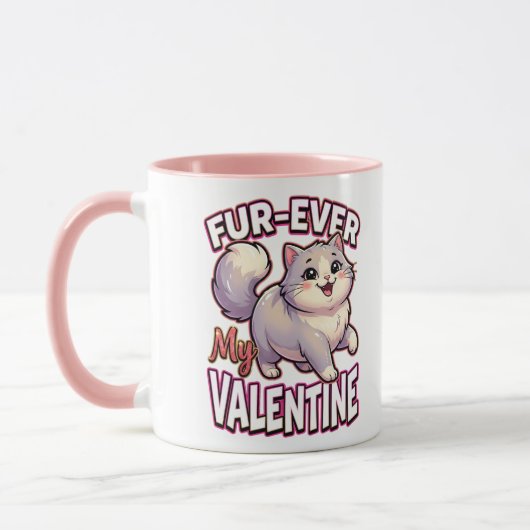 Cute Valentine Cat – Fur-Ever My Valentine マグカップ (左)