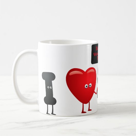 Cute Valentine Characters Mug - Happy Valentine's コーヒーマグカップ (左)