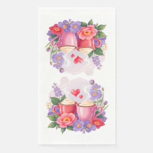 Cute Valentine Cocoa Mugs with Flowers & Hearts (正面)