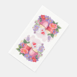 Cute Valentine Cocoa Mugs with Flowers & Hearts