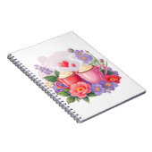 Cute Valentine Cocoa Mugs with Flowers & Hearts ノートブック (右側)