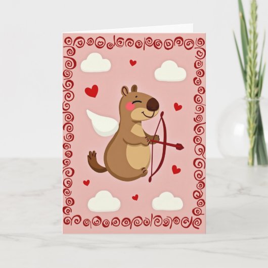 Cute Valentine Cupid Animal Card カード (正面)