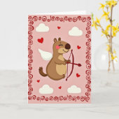 Cute Valentine Cupid Animal Card カード (黄色い花)