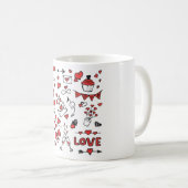 Cute Valentine Day Doodle Love Design on White Mug コーヒーマグカップ (正面右)
