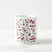 Cute Valentine Day Doodle Love Design on White Mug コーヒーマグカップ (中央)