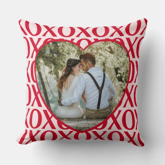 Cute Valentine Day XOXO Photo Red And Pink クッション (正面)