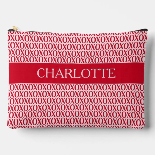 Cute Valentine Day XOXO Red And Pink アクセサリーポーチ (正面)