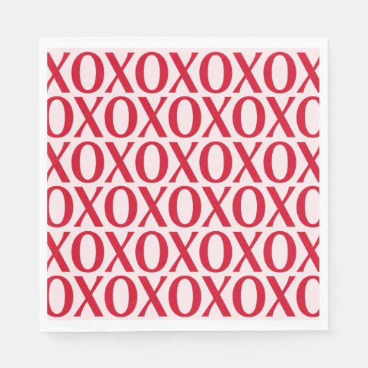 Cute Valentine Day XOXO Red And Pink スタンダードランチョンナプキン (正面)