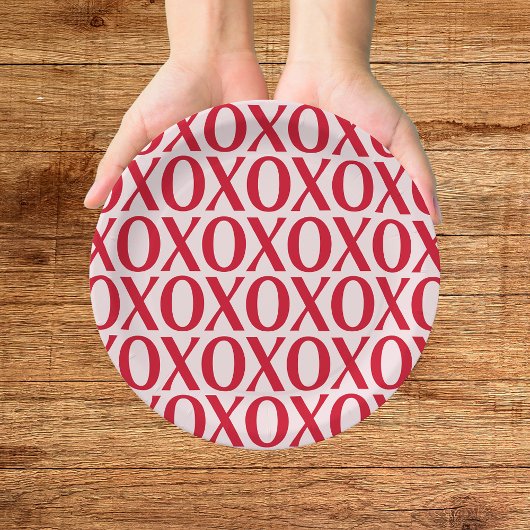 Cute Valentine Day XOXO Red And Pink ペーパープレート