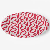 Cute Valentine Day XOXO Red And Pink ペーパープレート (アングル)