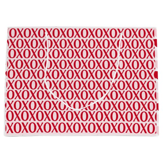 Cute Valentine Day XOXO Red And Pink ラージペーパーバッグ (正面)