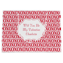 Cute Valentine Day XOXO Red And Pink ラージペーパーバッグ