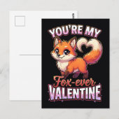 Cute Valentine Fox – You’re My Fox-Ever Valentine ポストカード (正面/裏面)