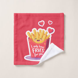 Cute Valentine French Fries Pun ウォッシュタオル