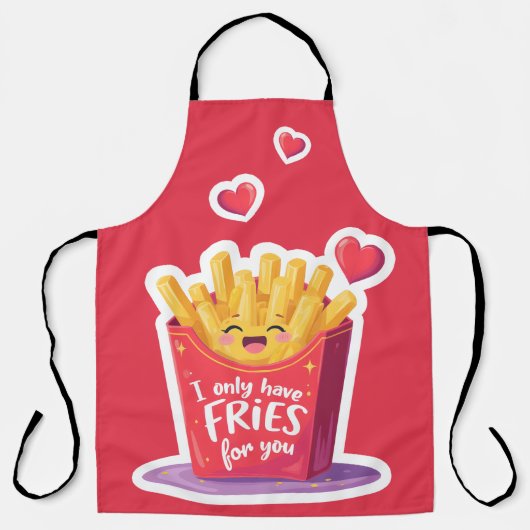 Cute Valentine French Fries Pun エプロン (正面)