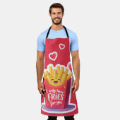 Cute Valentine French Fries Pun エプロン (着用した状態)
