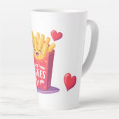 Cute Valentine French Fries Pun カフェラテマグ (右アングル)