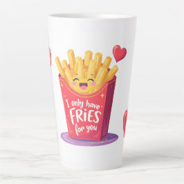 Cute Valentine French Fries Pun カフェラテマグ