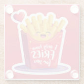 Cute Valentine French Fries Pun ガラスコースター (裏面)