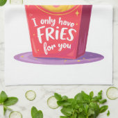 Cute Valentine French Fries Pun キッチンタオル (折り畳み)