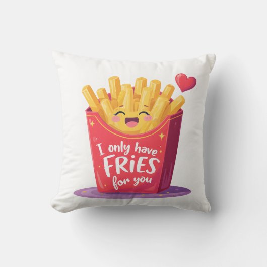 Cute Valentine French Fries Pun クッション (正面)