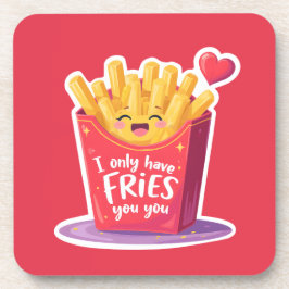 Cute Valentine French Fries Pun コースター