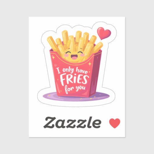 Cute Valentine French Fries Pun シール (シート)