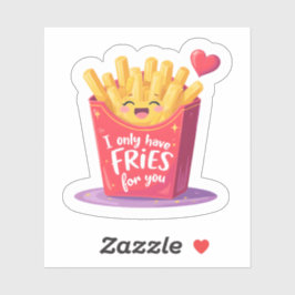 Cute Valentine French Fries Pun シール