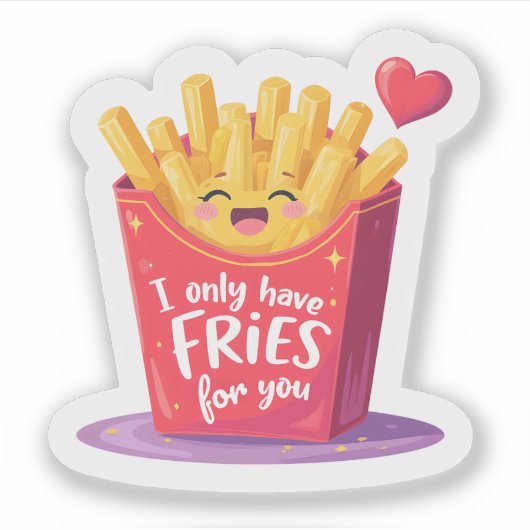 Cute Valentine French Fries Pun シール (正面)