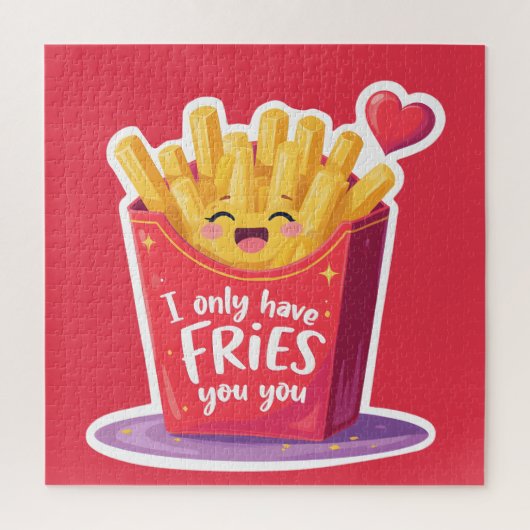 Cute Valentine French Fries Pun ジグソーパズル (縦)