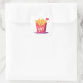 Cute Valentine French Fries Pun スクエアシール (バッグ)