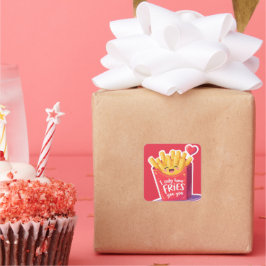Cute Valentine French Fries Pun スクエアシール