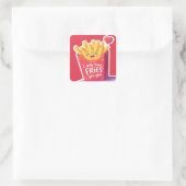 Cute Valentine French Fries Pun スクエアシール (バッグ)
