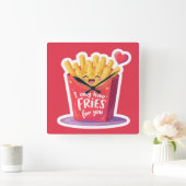 Cute Valentine French Fries Pun スクエア壁時計 (ホーム)