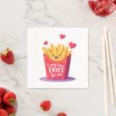 Cute Valentine French Fries Pun スタンダードカクテルナプキン (インサイチュ)