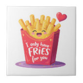 Cute Valentine French Fries Pun タイル (正面)