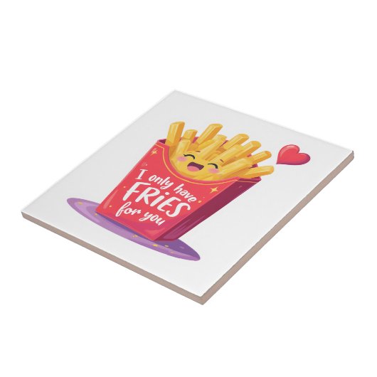 Cute Valentine French Fries Pun タイル (側面)