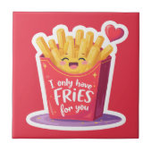 Cute Valentine French Fries Pun タイル (正面)
