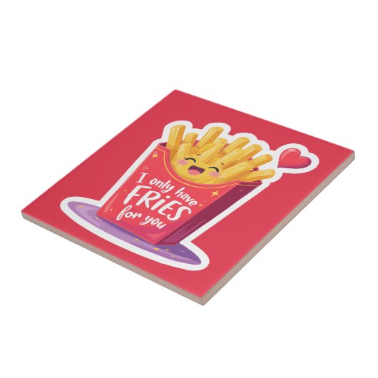 Cute Valentine French Fries Pun タイル (側面)