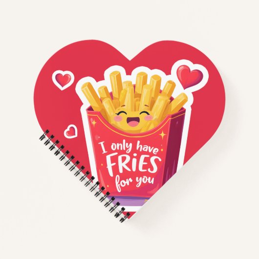 Cute Valentine French Fries Pun ノートブック (正面)