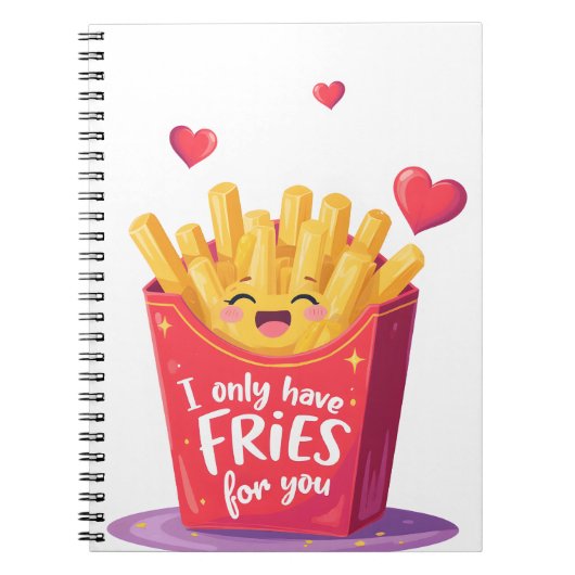 Cute Valentine French Fries Pun ノートブック (正面)