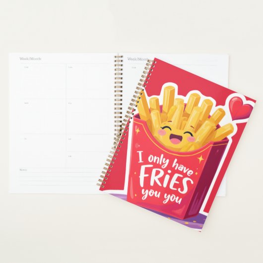 Cute Valentine French Fries Pun プランナー手帳 (ディスプレー)